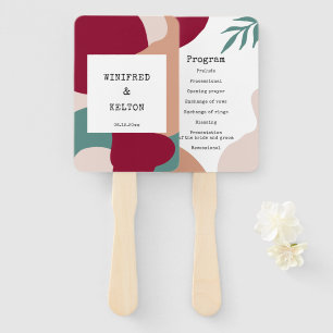 Abstract shapes contemporary wedding program hand fan