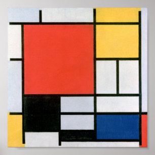 ABSTRACT SHAPES DISTRESSED MONDRIAN POSTER