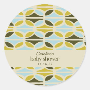 Abstract Shapes Green Blue Baby Shower Custom Classic Round Sticker