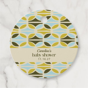 Abstract Shapes Green Blue Custom Baby Shower  Favour Tags