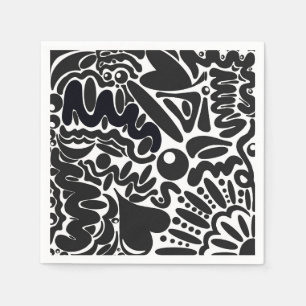 Abstract shapes in black & white napkin