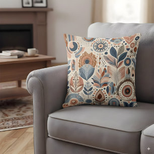 Abstract shapes in bohemians colours cushion