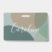 Abstract Shapes in Teal Personalised Script Name  