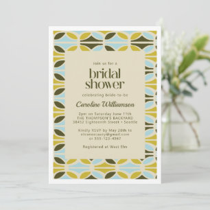 Abstract Shapes Pattern Green Blue Bridal Shower Invitation