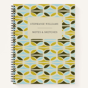 Abstract Shapes Pattern Green Blue Personalised Notebook
