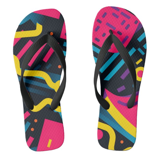 Abstract Shapes Retro Flip Flops (Footbed)