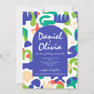 Abstract Shapes Seamless Pattern with PhotoWedding Invitation