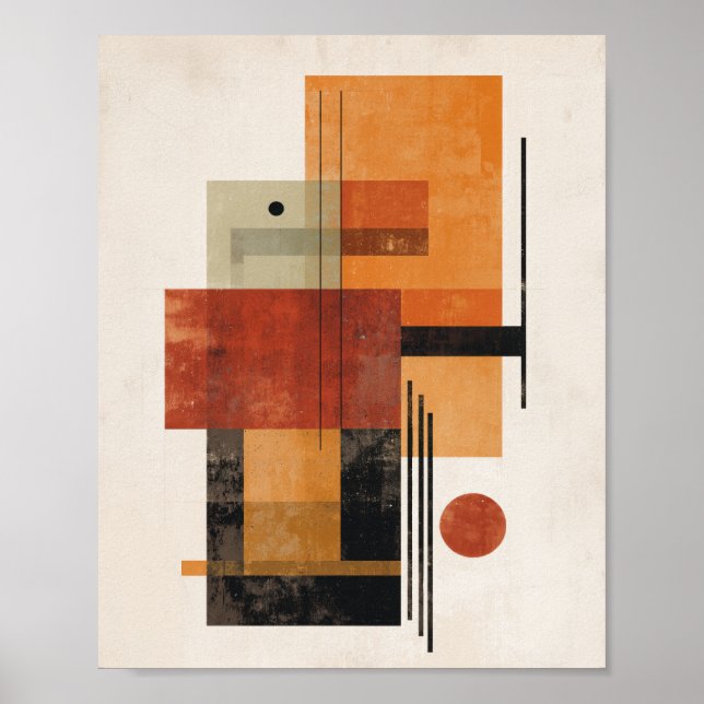 Abstract Shapes – Textured Retro Colors Wall Art (Front)