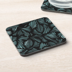 Abstract Shattered Glass Blue Pattern Coaster