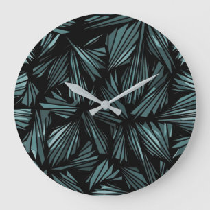 Abstract Shattered Glass Blue Pattern Large Clock