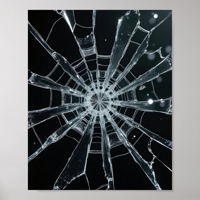 Abstract Shattered Glass Texture Broken Web Crack Poster (Front)