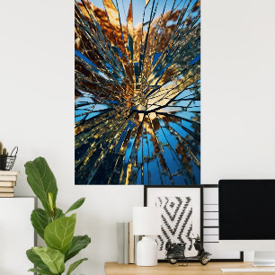 Abstract Shattered Mirror Poster Vivid Modern