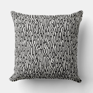 Abstract Shibori Style Stripes - White on Black Cushion