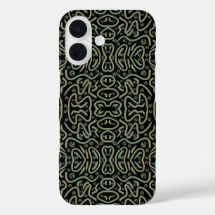 Abstract Shimmer Tubing With Green And Gold Colors iPhone 16 Case