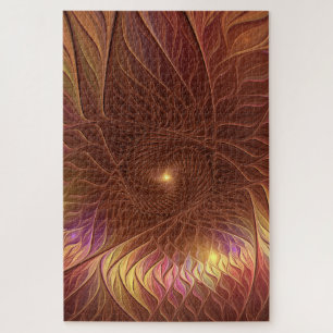Abstract Shining Brown Plant Striking Fractal Art Jigsaw Puzzle