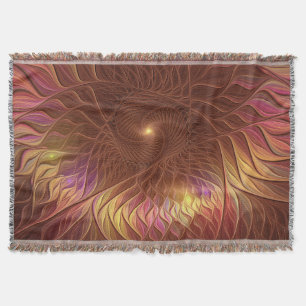 Abstract Shining Brown Plant Striking Fractal Art Throw Blanket