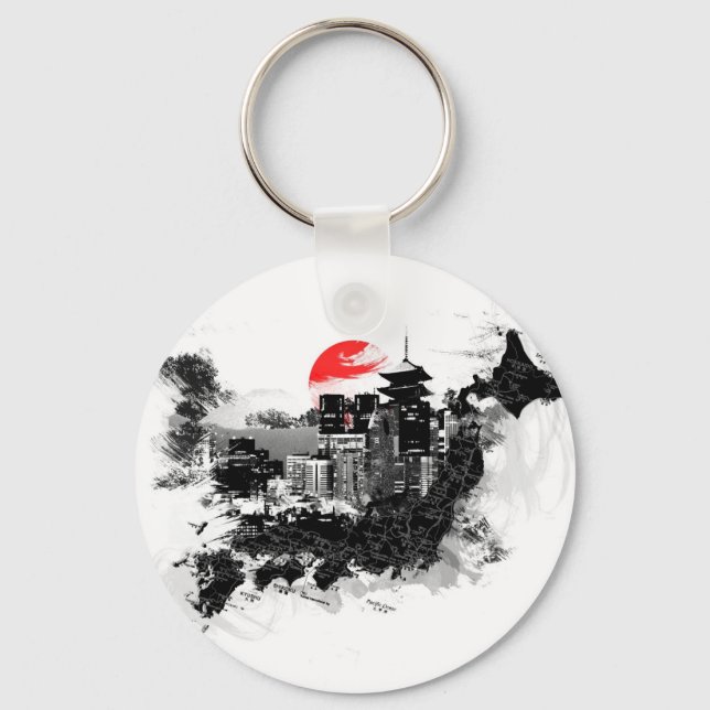 abstract shinjuku japan Tokyo Key Ring (Front)