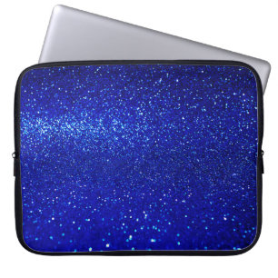 Abstract shiny blue glitter background laptop sleeve