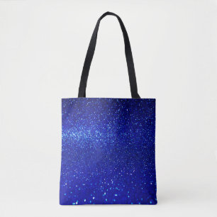 Abstract shiny blue glitter background tote bag