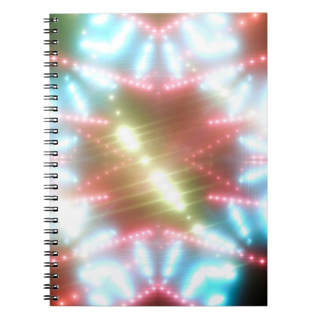 abstract shiny neon background with beams and star notebook (Front)