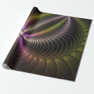 Abstract Shiny Trippy Colorful 3D Fractal Art Wrapping Paper