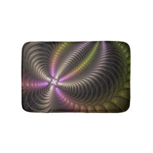 Abstract Shiny Trippy Colourful 3D Fractal Art Bath Mat