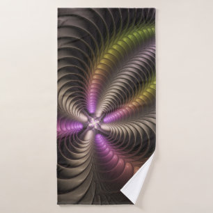 Abstract Shiny Trippy Colourful 3D Fractal Art Bath Towel