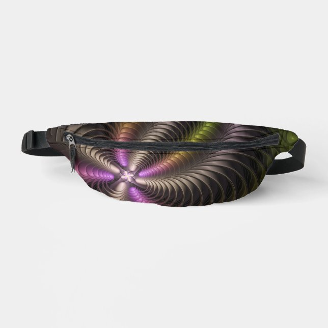 Abstract Shiny Trippy Colourful 3D Fractal Art Bum Bags (Front)