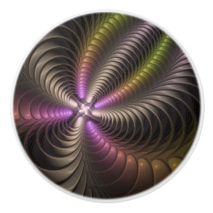 Abstract Shiny Trippy Colourful 3D Fractal Art Ceramic Knob