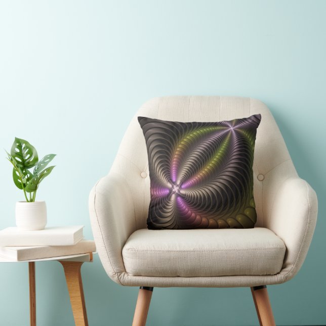 Abstract Shiny Trippy Colourful 3D Fractal Art Cushion (Chair)