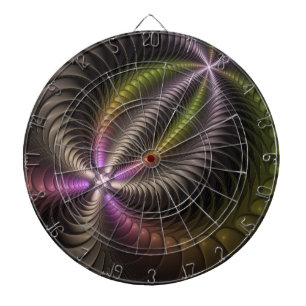Abstract Shiny Trippy Colourful 3D Fractal Art Dartboard
