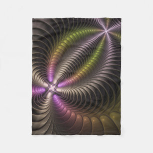 Abstract Shiny Trippy Colourful 3D Fractal Art Fleece Blanket