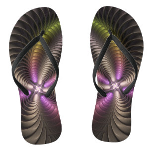 Abstract Shiny Trippy Colourful 3D Fractal Art Jandals