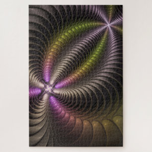 Abstract Shiny Trippy Colourful 3D Fractal Art Jigsaw Puzzle