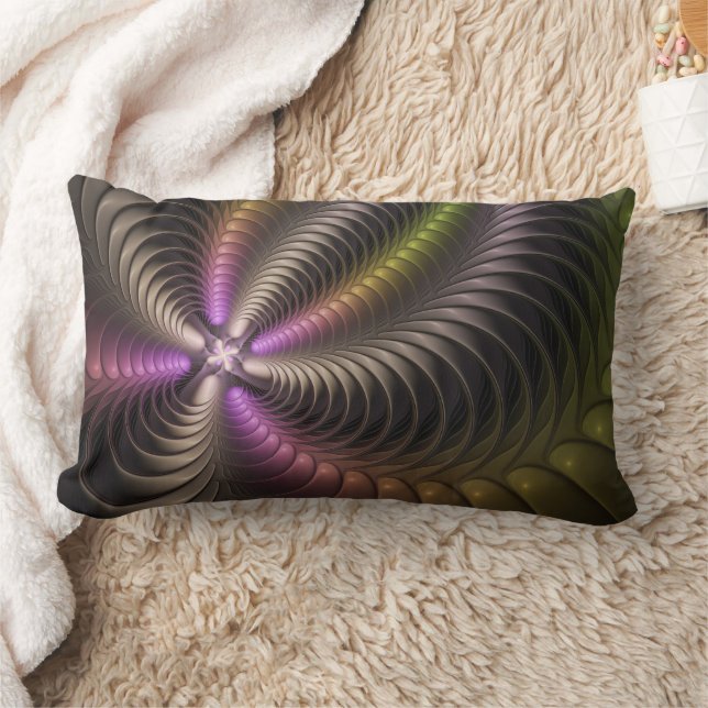 Abstract Shiny Trippy Colourful 3D Fractal Art Lumbar Cushion (Blanket)