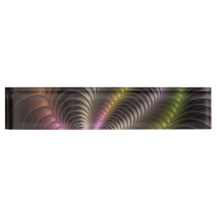 Abstract Shiny Trippy Colourful 3D Fractal Art Nameplate