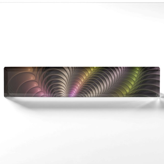 Abstract Shiny Trippy Colourful 3D Fractal Art Nameplate (Front)
