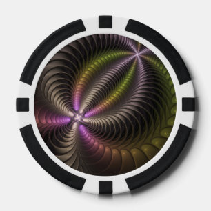 Abstract Shiny Trippy Colourful 3D Fractal Art Poker Chips