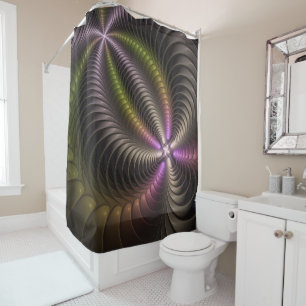 Abstract Shiny Trippy Colourful 3D Fractal Art Shower Curtain