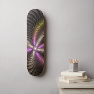 Abstract Shiny Trippy Colourful 3D Fractal Art Skateboard