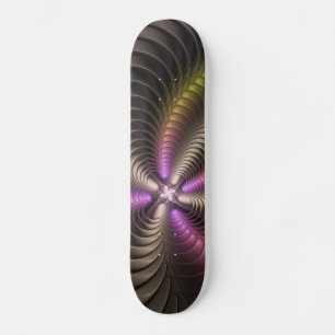 Abstract Shiny Trippy Colourful 3D Fractal Art Skateboard