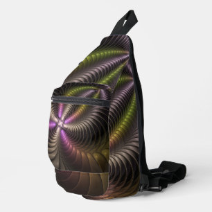Abstract Shiny Trippy Colourful 3D Fractal Art Sling Bag