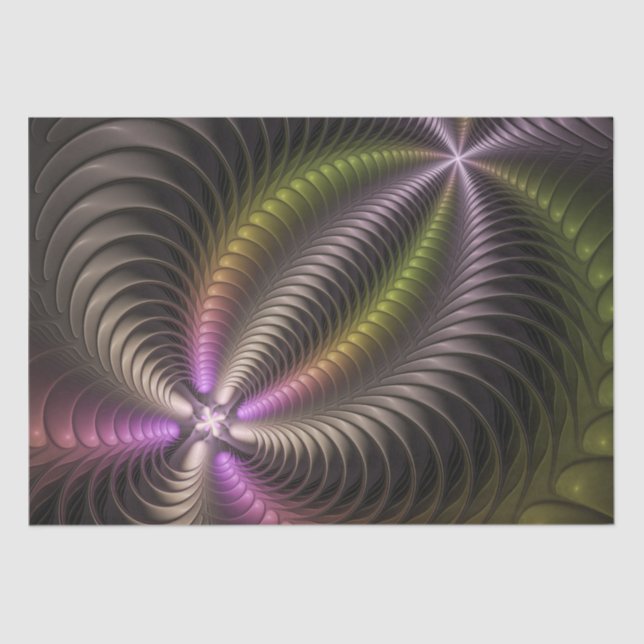 Abstract Shiny Trippy Colourful 3D Fractal Art Tissue Paper (Front)