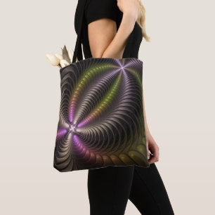 Abstract Shiny Trippy Colourful 3D Fractal Art Tote Bag