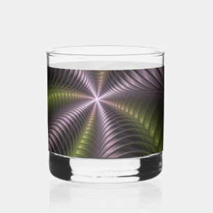 Abstract Shiny Trippy Colourful 3D Fractal Art Whiskey Glass
