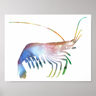 Abstract Shrimp silhouette Poster
