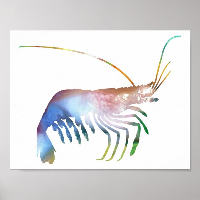 Abstract Shrimp silhouette Poster (Front)