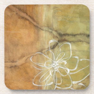 Abstract Silhouette Painting on Tan Background Coaster