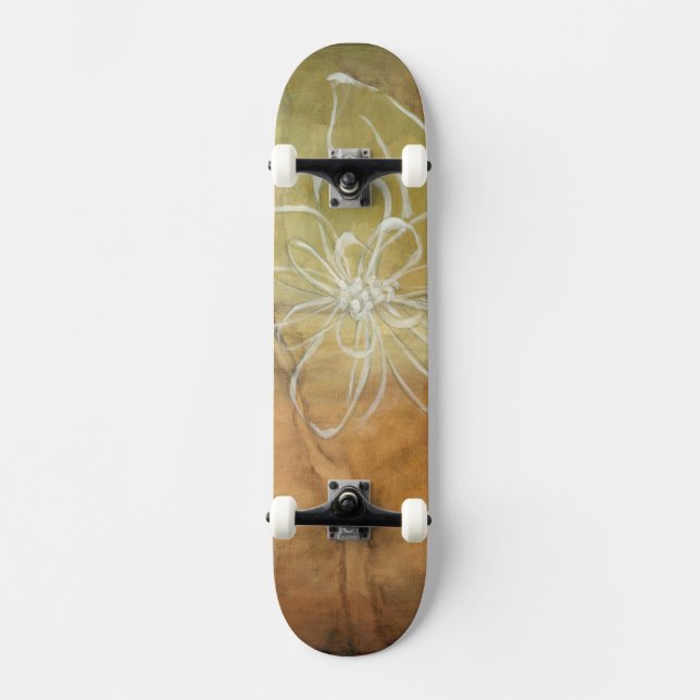 Abstract Silhouette Painting on Tan Background Skateboard (Front)