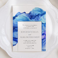 Abstract Silk Blue Wedding Invitation